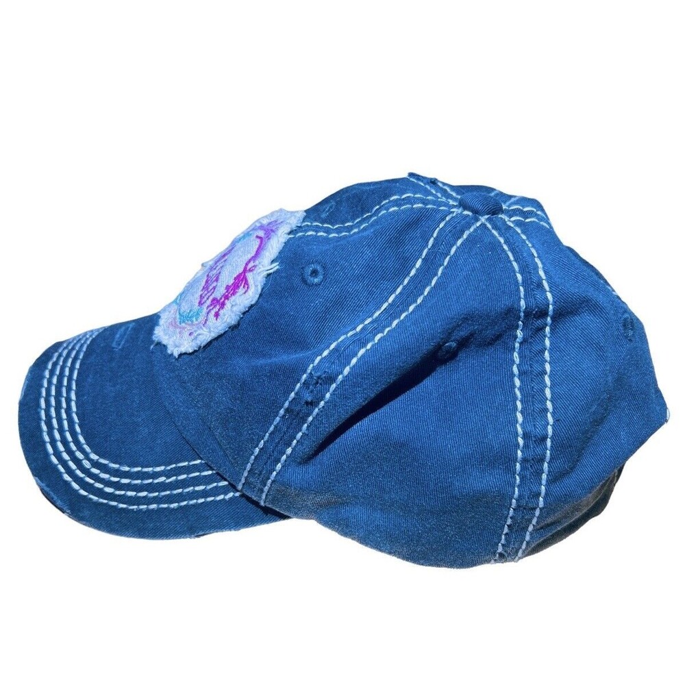 Womens‎ Hat Cap “Blessed” Kbethos Vintage Embroidered Gray Adjustable Floral - Picture 3 of 9